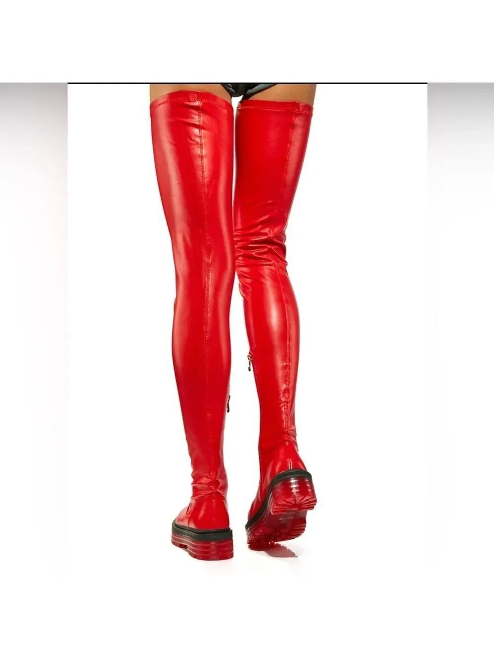 NIB Dolls Kill Azalea Wang Euro Thigh High Boots Surgplatform in Red